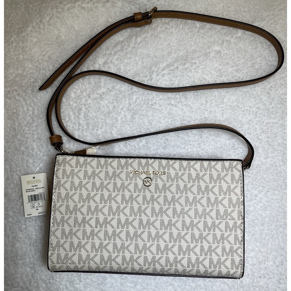 Michael Kors Valerie‎ Medium Logo Crossbody Acorn Vanilla